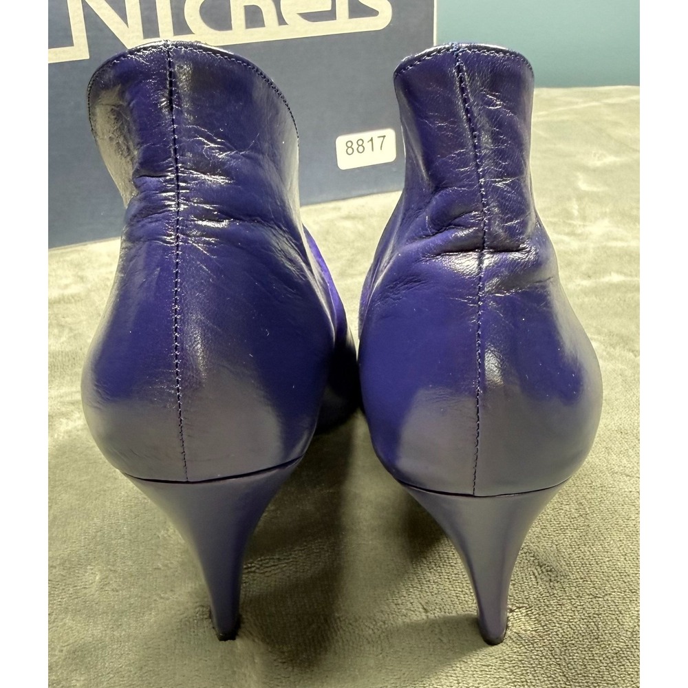 Nickels Womens Shoes 7.5 AA Purple Leather Suede Pointed Toe Pumps Italy